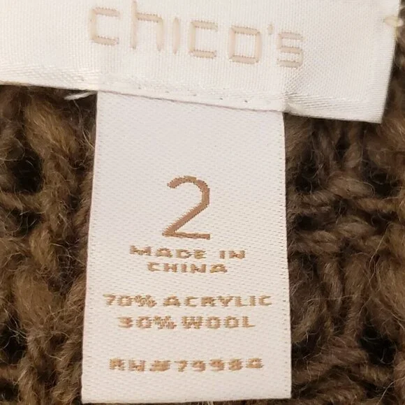 Chico's Knee Length 3/4 Sleeve Open Front Cardigan Sweater, Size 2 (L) - Picture 6 of 8